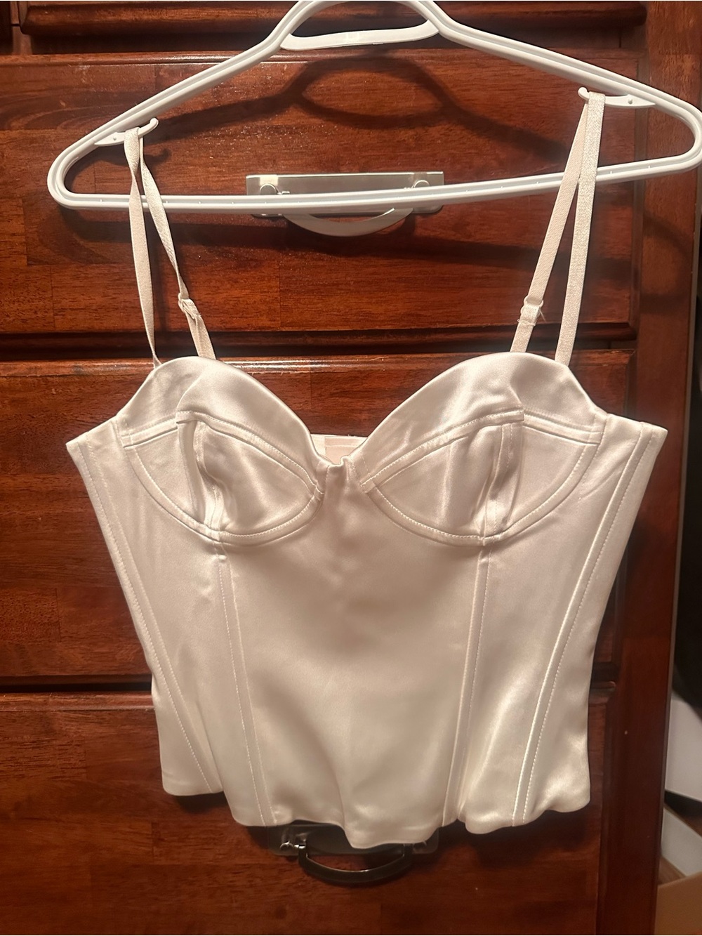 Aritzia Satin Bustier Top in Ivory
